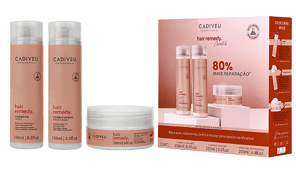 Cadiveu Professional Essentials Hair Remedy Kit Home Care Shampoo + Condicionador 250ml e Máscara 200ml