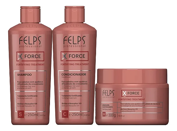 Kit x Force Shampoo 250mL + Condicionador 250mL + Máscara 300g Felps Professional