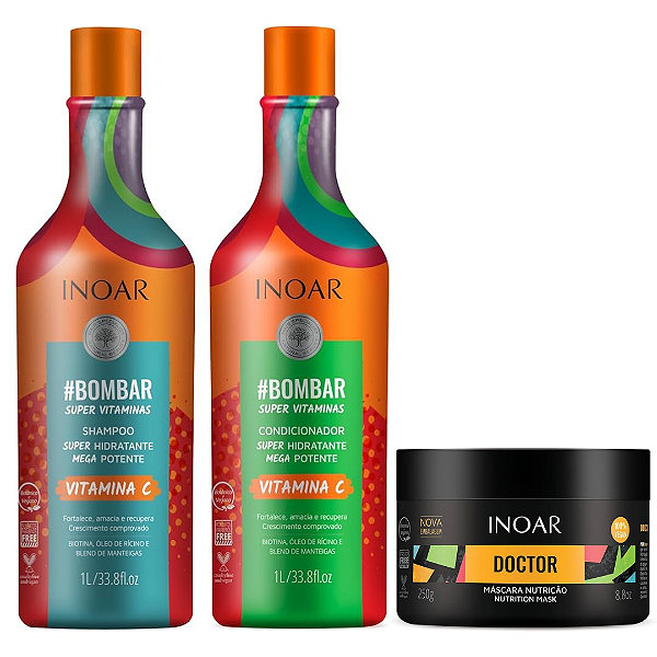 Kit Bombar Inoar + máscara 250g Doctor nutrição (3produtos)