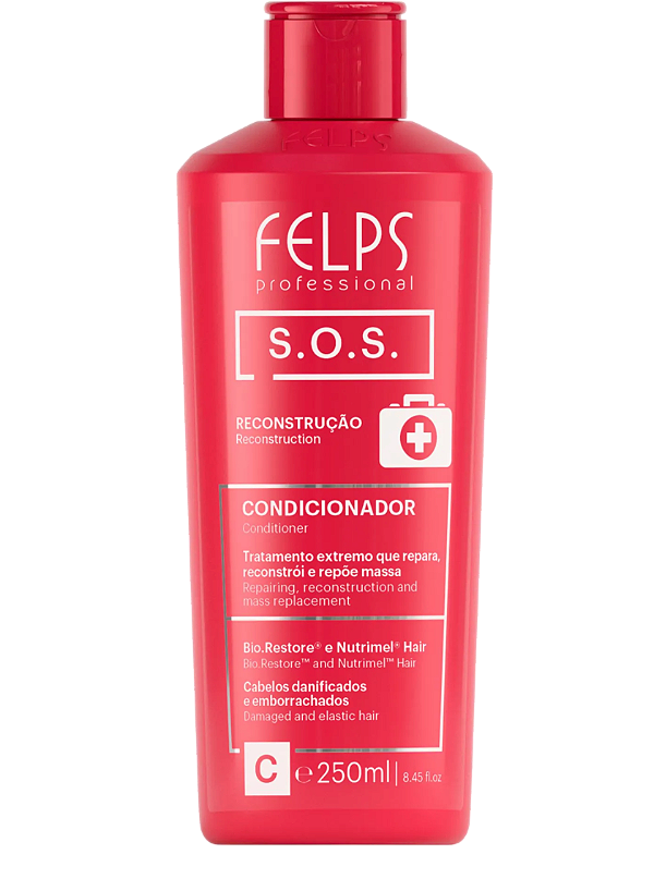 Condicionador SOS Recontrução Felps Professional - 250mL (2 unidades) grátis ampola 15 ml