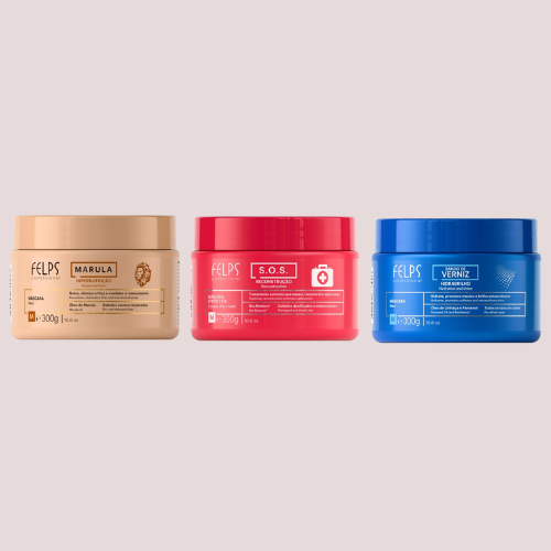 Kit Cronograma Banho de Verniz + Marula + SOS Máscara 300g