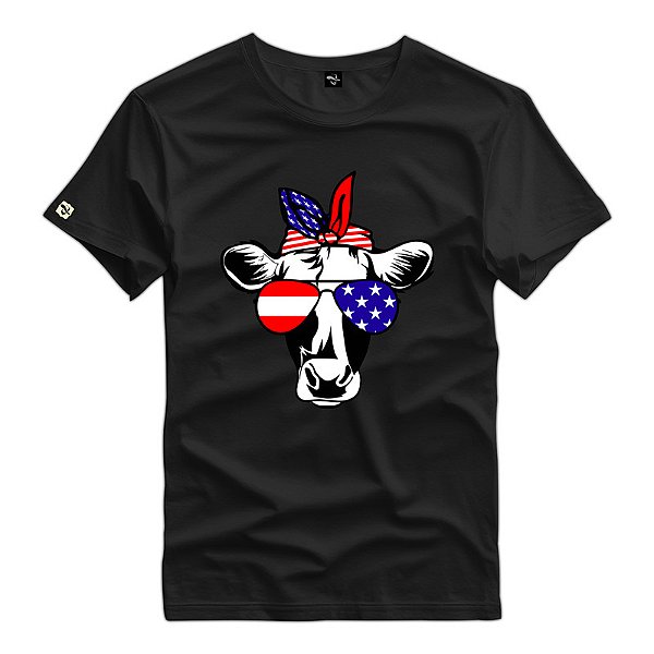 Camiseta Vaca De Óculos E Bandana Usa - 85