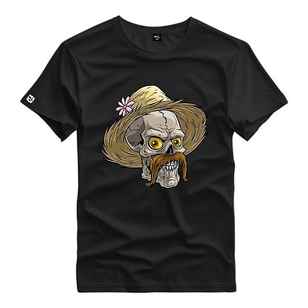 Camiseta Caveira Chapéu Palha Bigode - 87