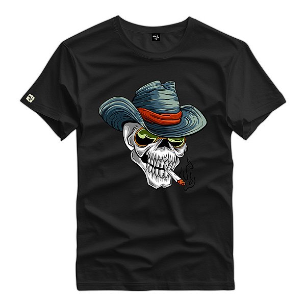 Camiseta Estampa Cowboy Skull Óculos - 90