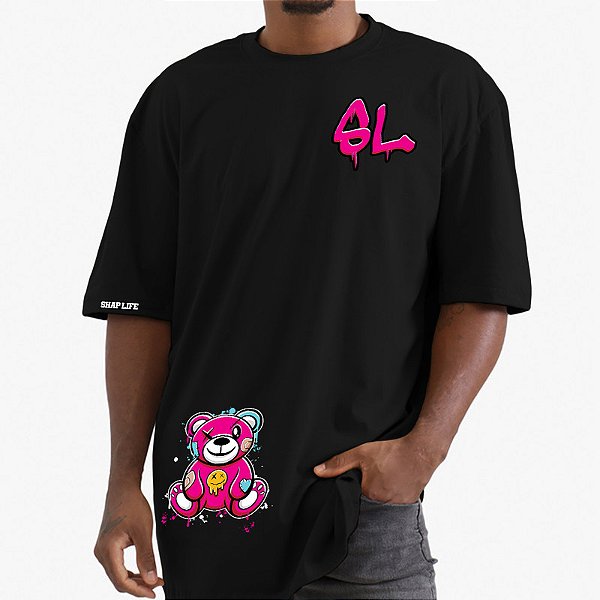 Camiseta Estampa Oversized Pink Bear - 3358