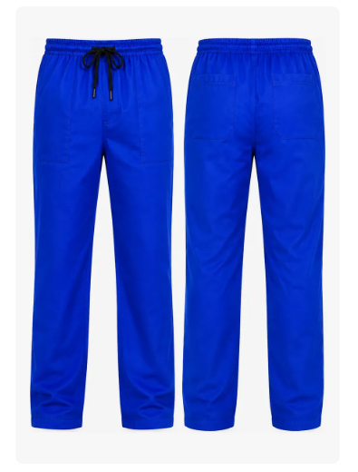 Calça Brim Uniforme Profissional Azul/Cinza