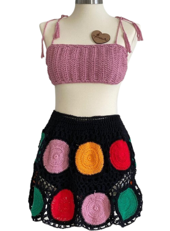 Conjunto Guadalupe Poá Colors Crochet