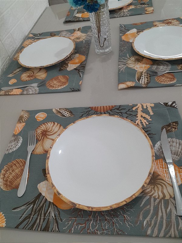 Jogo Americano fundo do mar (Jogo 4 peças)