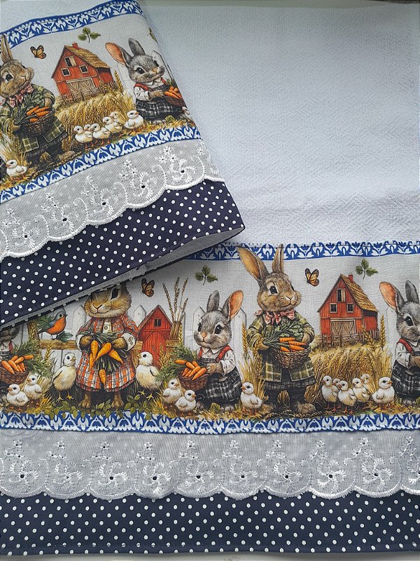 Pano de copa Coelhos de Páscoa 005