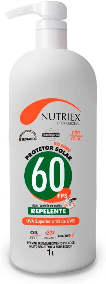 Protetor solar 60 FPS 1/3UVA C/ REPELENTE 1L NUTRIEX