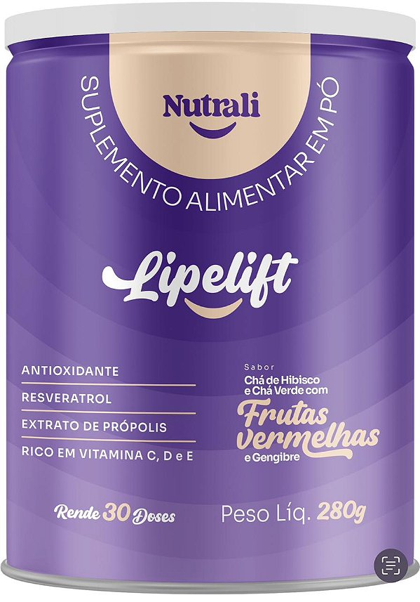 LIPELIFT - LATA 280g SABOR CHA DE HIBISCO E CHA VERDE COM FRUTAS VERM. E GENGIBRE