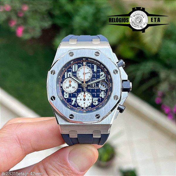 AUDEMARS PIGUET ETA BORRACHA PRATA AZUL