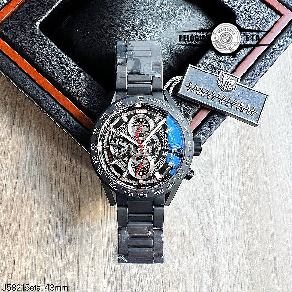 TAG HEUER CARRERA 01 BLACK ETA AÇO