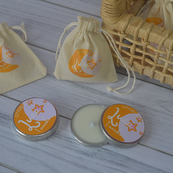 Vela aromática Lata com Saquinho personalizado  20g