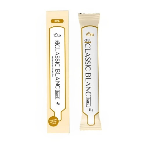 Gel Alongamento Unha Vòlia Refil Sache Bisnaga Economica Variações:Gel Classic Blanc Hard 14g