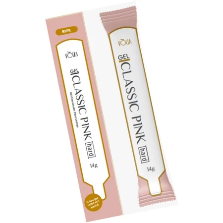 Gel Alongamento Unha Vòlia Refil Sache Bisnaga Economica Variações:Gel Hard Pink 14g
