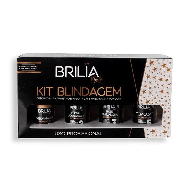 Kit Blindagem Brilia Nails 04 Unidades Para Unhas Naturais Esmaltação Em Gel UV LED