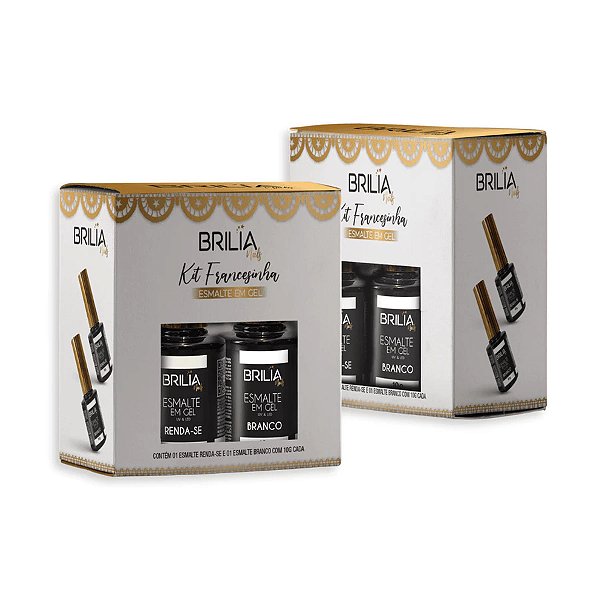 Kit Francesinha Brilia Nails 2 Itens Esmalte Em Gel Renda Branco UV LED