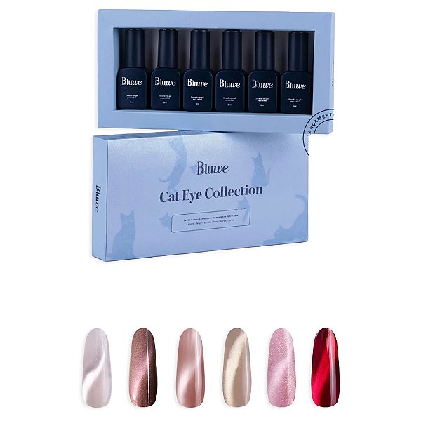 Kit Bluwe Cat Eye Collection 6 Esmaltes Em Gel 9ml Magnético UV LED Olho De Gato