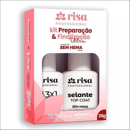 Kit Preparação E Finalização Risa Sem HEMA Para Unhas Nail Designer Profissional