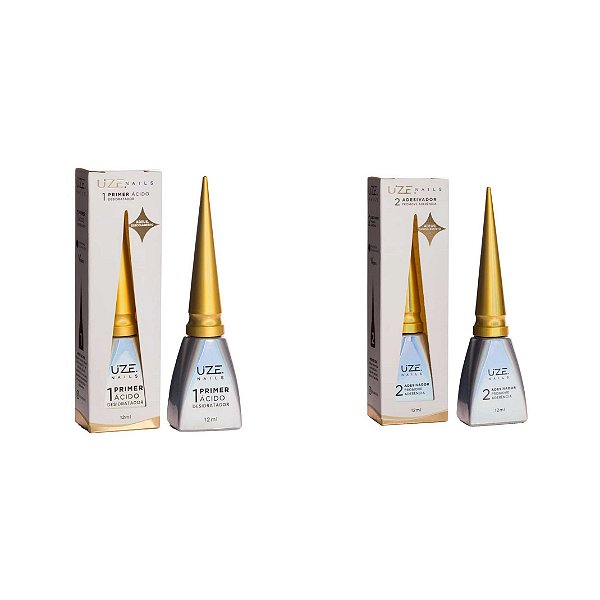 Kit Uze Nails Primer Ácido Passo 1 + Adesivador Passo 2