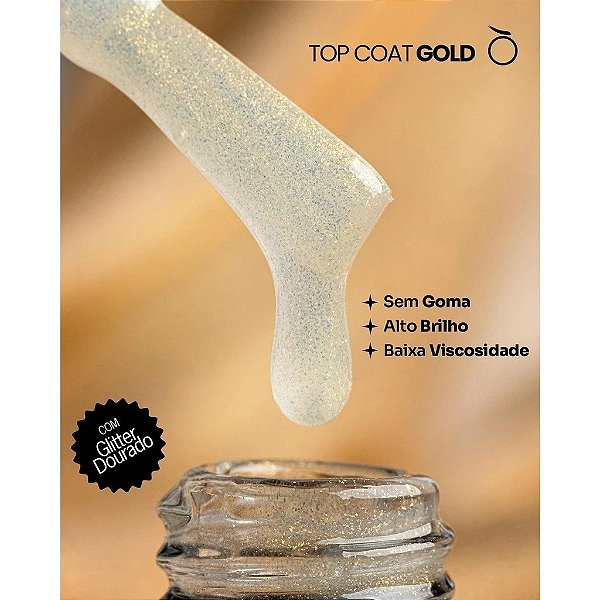Top Coat Selante Vòlia 9g UV LED Para Unhas Em Gel Alongamento Nail Designer Variação:Gold
