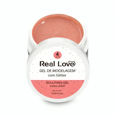 Gel Com Glitter Real Love 15ml UV LED Para Alongamento E Decoração De Unhas Variação:04