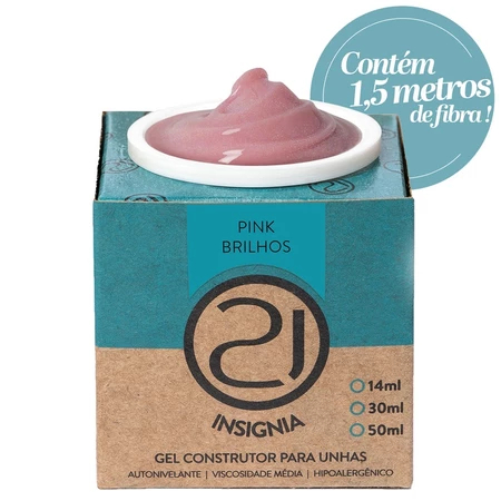 Gel Construtor Ecoline Insignia Nails 21 56g Com Fibra Alongamento UV LED Variação:Pink Brilhos