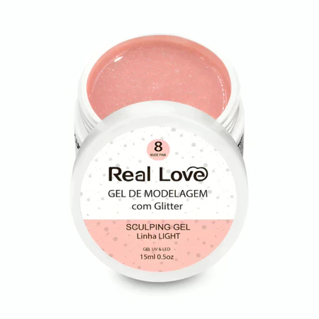 Gel Com Glitter Real Love 15ml UV LED Para Alongamento E Decoração De Unhas Variação:08