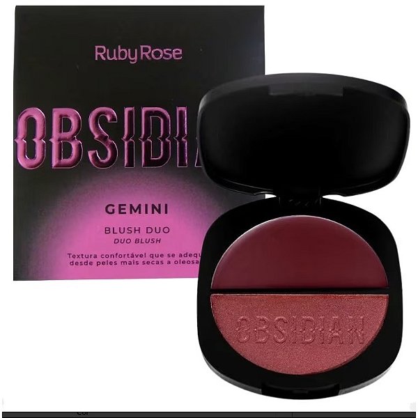 Ruby Rose Obsidian Gemini Blush Duo Para Maquiagem Facial Pele Glow Profissional Variação:OG03