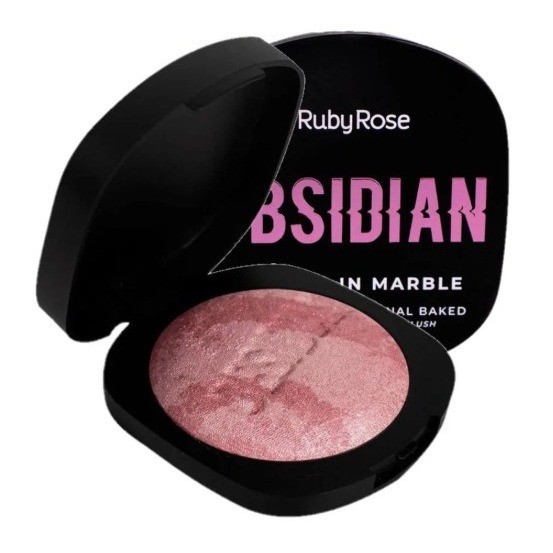 Ruby Rose Obsidian Carved In Marble Baked Blush Iluminador Marmorizado Maquiagem Glow Variação:Pietà