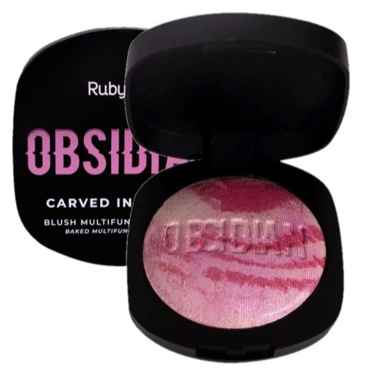 Ruby Rose Obsidian Carved In Marble Baked Blush Iluminador Marmorizado Maquiagem Glow Variação:Veiled Woman