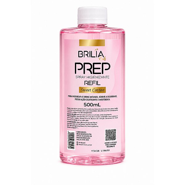 Prep Higienizante Brilia 500ml Para Unhas Sweet Cotton Parfum Nail Designer Variação:Sweet Cotton
