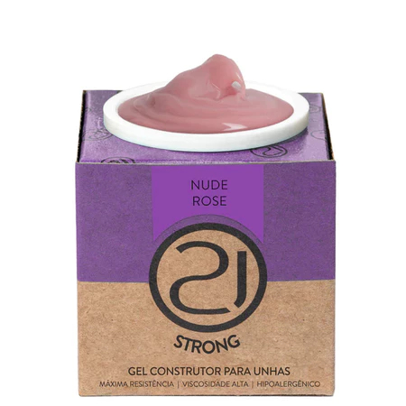 Gel Construtor Ecoline Strong Nails 21 34g Alongamento Unhas UV LED Variação:Nude Rose