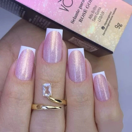Sachê Top Coat Vólia 9g Selante Finalizador Unhas Gel Fibra UV LED Variação:Rose Gold