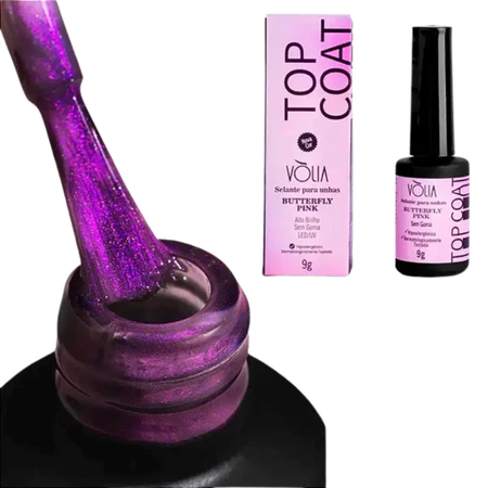 Sachê Top Coat Vólia 9g Selante Finalizador Unhas Gel Fibra UV LED Variação:Butterfly Pink