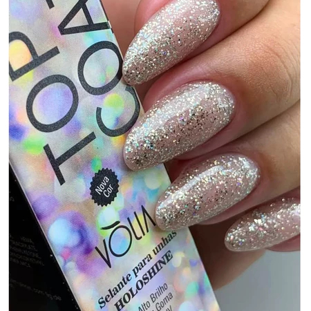 Sachê Top Coat Vólia 9g Selante Finalizador Unhas Gel Fibra UV LED Variação:Holoshine