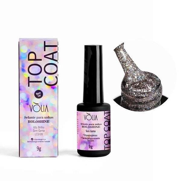 Top Coat Selante Vòlia 9g UV LED Para Unhas Em Gel Alongamento Nail Designer Variação:Holoshine