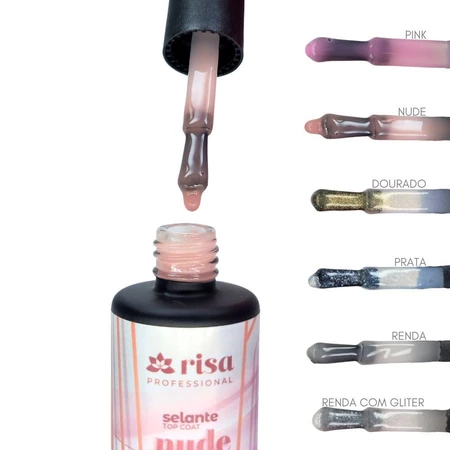 Selante Top Coat Risa 10g UV LED Nude Pink Silver Gold Renda Finalizador Para Unhas Variação:Nude