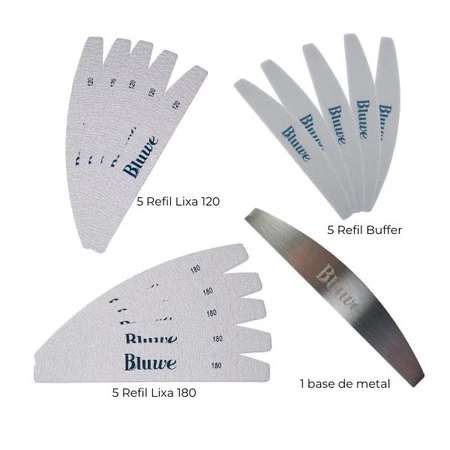 Kit Refil Adesivo Lixa Bluwe Para Unhas Gel Fibra Alongamento Nail Designer Variação:Kit 4 Itens