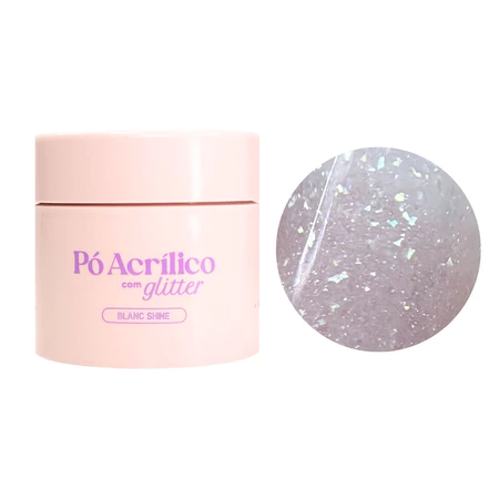Pó Acrílico Vòlia 20g Com Glitter Shine Para Alongamento De Unhas Variação:Blanc Shine