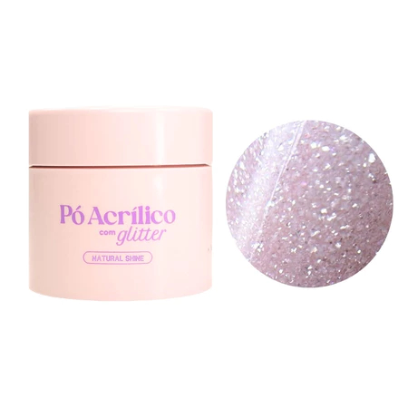 Pó Acrílico Vòlia 20g Com Glitter Shine Para Alongamento De Unhas Variação:Natural Shine