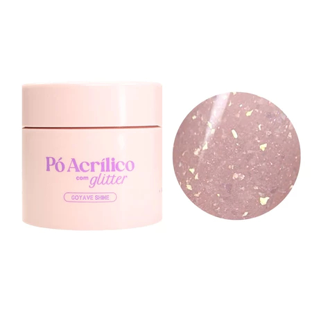 Pó Acrílico Vòlia 20g Com Glitter Shine Para Alongamento De Unhas Variação:Goyave Shine