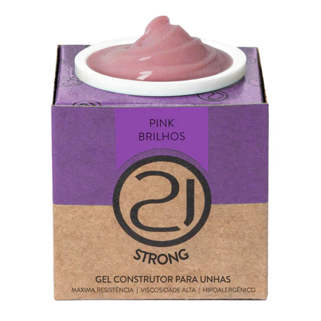 Gel Construtor Ecoline Strong Nails 21 34g Alongamento Unhas UV LED Variação:Pink Brilhos