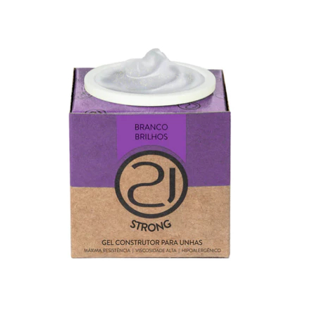 Gel Construtor Ecoline Strong Nails 21 34g Alongamento Unhas UV LED Variação:Branco Brilhos