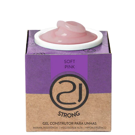Gel Construtor Ecoline Strong Nails 21 34g Alongamento Unhas UV LED Variação:Soft Pink