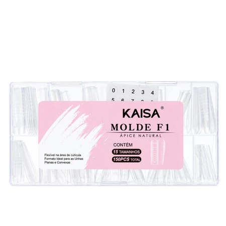 Molde F1 Kaisa 150pcs 15 Tamanhos Para Alongamento De Unhas Gel Acrigel Variação:Quadrada Ápice Natural