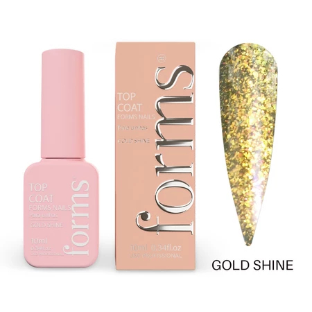 Top Coat Forms 10ml Sem HEMA Sem TPO UV LED Para Unhas Gel Fibra Variação:Gold Shine