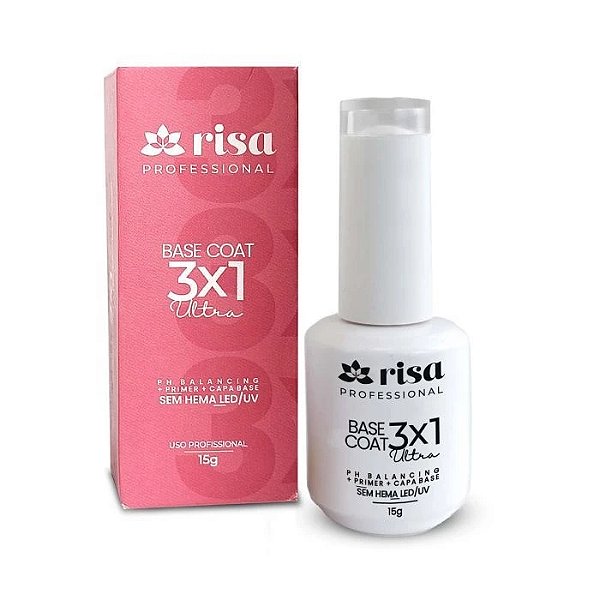 Base Coat 3x1 Ultra Risa 15g Sem HEMA Primer PH Base Gel UV LED