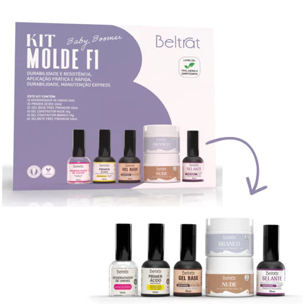 Kit Molde F1 Baby Boomer Beltrat Para Alongamento De Unhas Gel UV LED